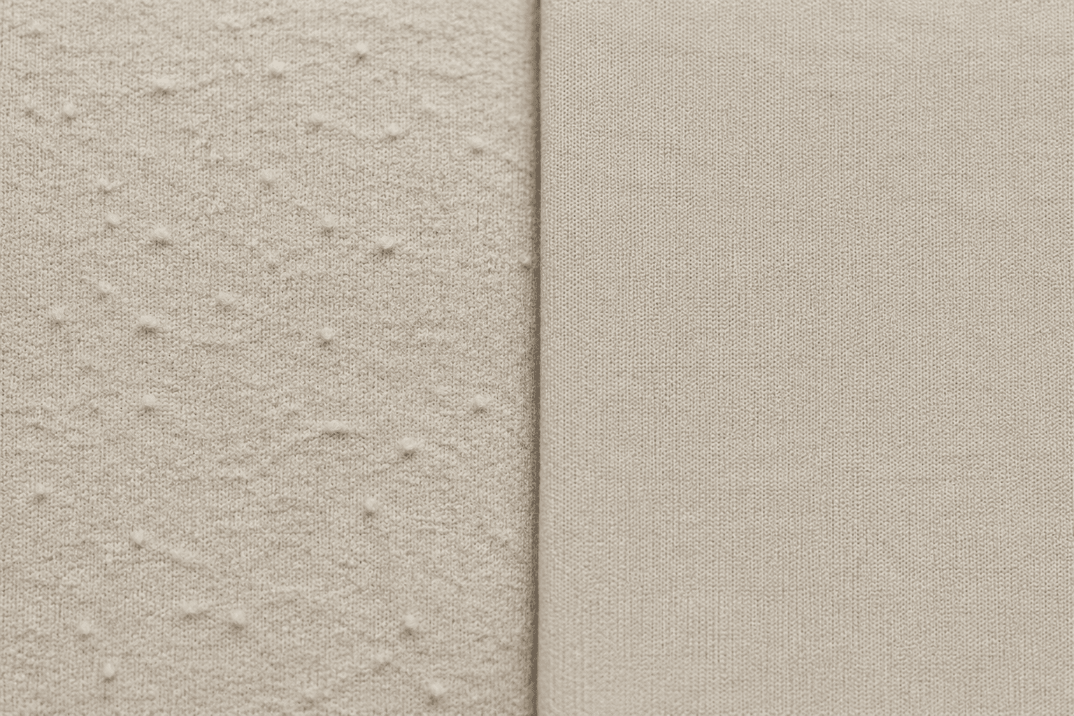 Close-up comparison of a pilled apron surface and a smooth one